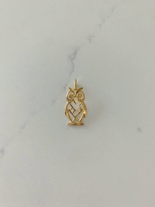 14K Solid Gold Owl Pendant | Yellow Gold Pendant | Owl Pendant | 14K Solid Gold Pendant