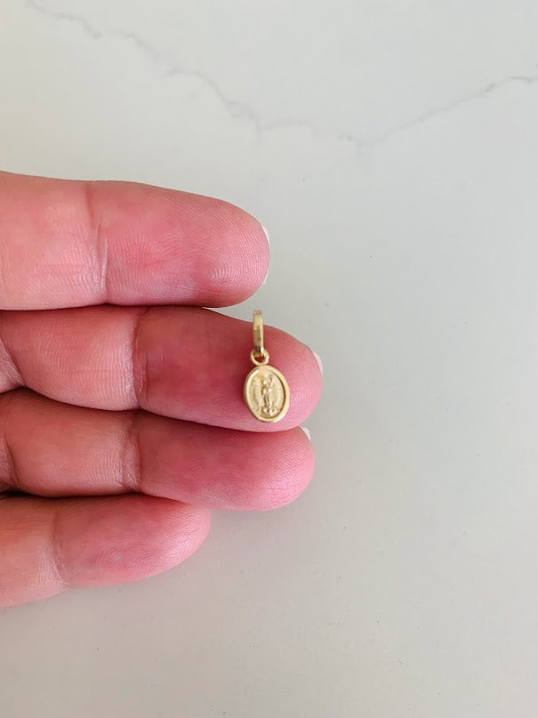 14K Tiny Gold Virgin of Miracles | Yellow Gold Pendant | Catholic Pendant | 14K Solid Gold Pendant