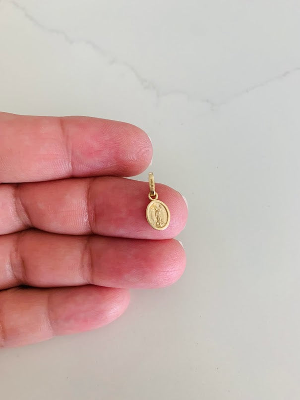 14K Tiny Gold Virgin of Miracles | Yellow Gold Pendant | Catholic Pendant | 14K Solid Gold Pendant