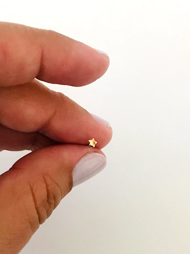 14K Yellow Gold, Star Nose Stud, Yellow Gold Nose Stud, Bone Nose Stud