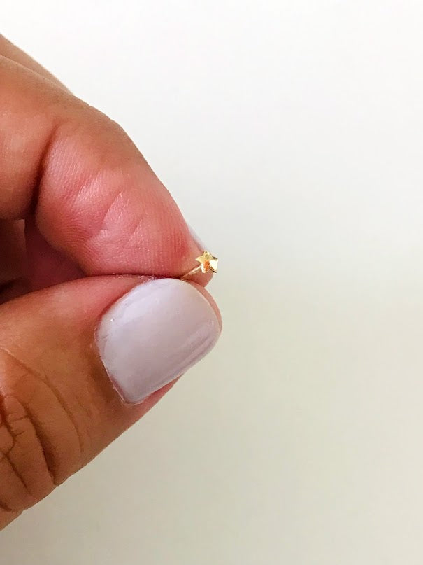 14K Yellow Gold, Star Nose Stud, Yellow Gold Nose Stud, Bone Nose Stud