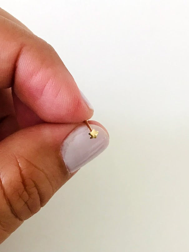 14K Yellow Gold, Star Nose Stud, Yellow Gold Nose Stud, Bone Nose Stud