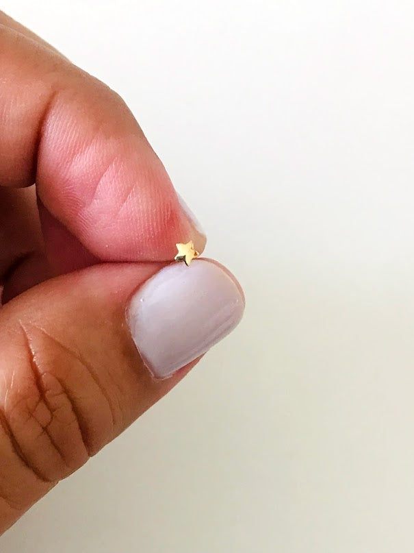 14K Yellow Gold, Star Nose Stud, Yellow Gold Nose Stud, Bone Nose Stud