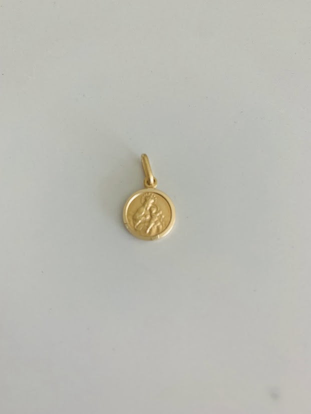 11MM 14K Solid Gold Virgin of Carmen and Sacred Heart of Jesus