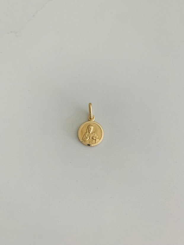 11MM 14K Solid Gold Virgin of Carmen and Sacred Heart of Jesus