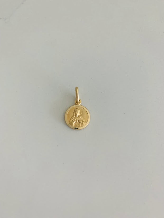 11MM 14K Solid Gold Virgin of Carmen and Sacred Heart of Jesus