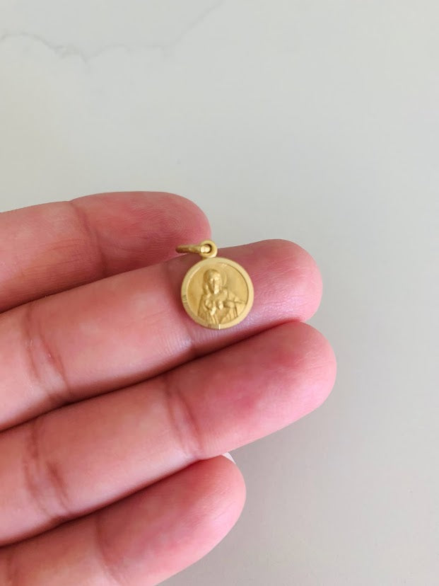 11MM 14K Solid Gold Virgin of Carmen and Sacred Heart of Jesus