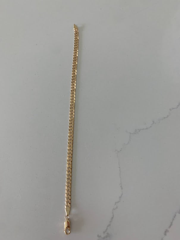 14K Gold Cuban Curb Link Bracelet , Cuban Link Bracelet, 4.5MM Width,  8" Length, Lobster Clasp, Adult Bracelet
