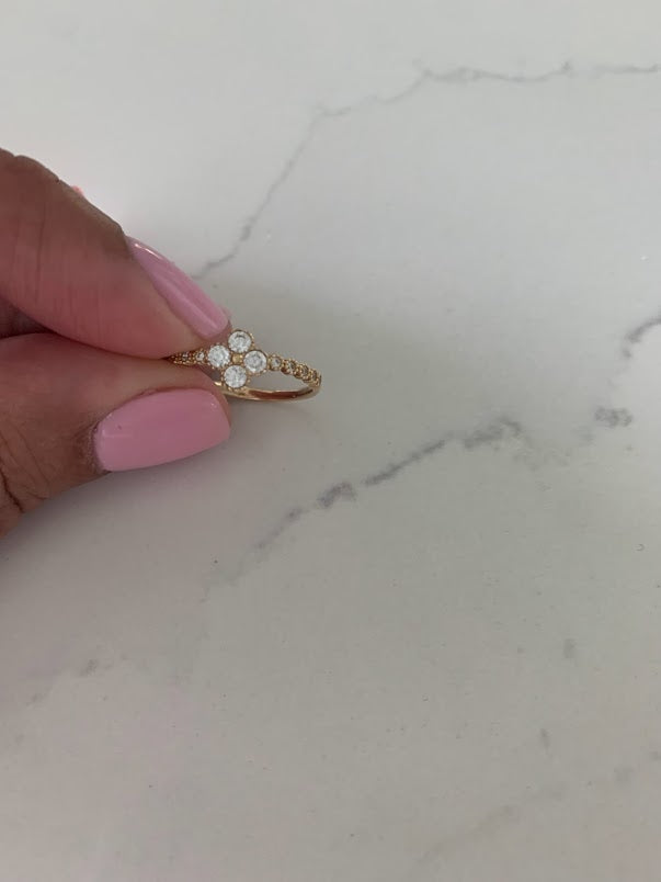 14K Yellow Gold Flower Ring | Cubic Zirconia Dainty Ring| Cute Flower Ring | Everyday Ring | Ring for her | Promise Ring