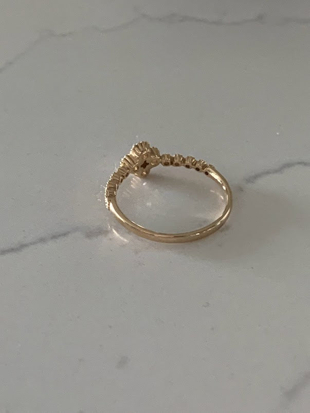 14K Yellow Gold Flower Ring | Cubic Zirconia Dainty Ring| Cute Flower Ring | Everyday Ring | Ring for her | Promise Ring
