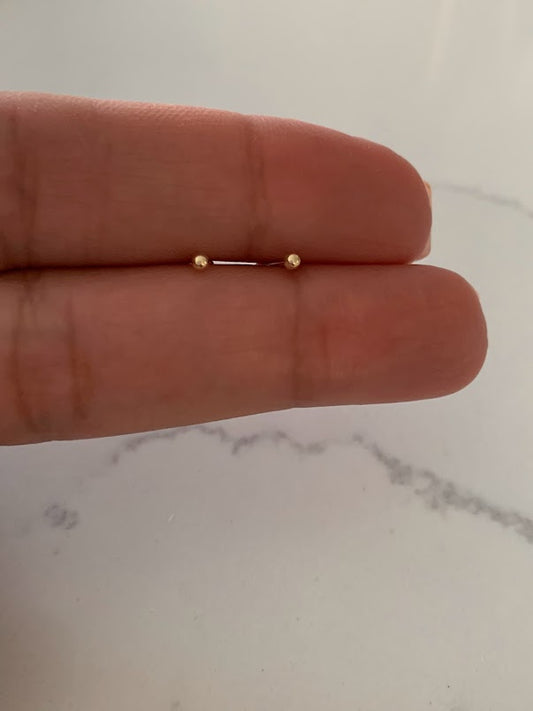 2MM 14K Gold Tiny Ball Stud, Screw Back Stud, 14K Gold Dainty, Bead Stud Earrings, Ball Studs, Tiny Ball Earrings