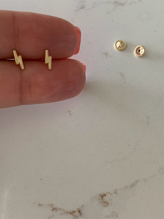 18K Gold Lightning Bolt Stud Earrings | Minimalist Earrings | Everyday Earrings | Dainty Earrings Lightning Studs