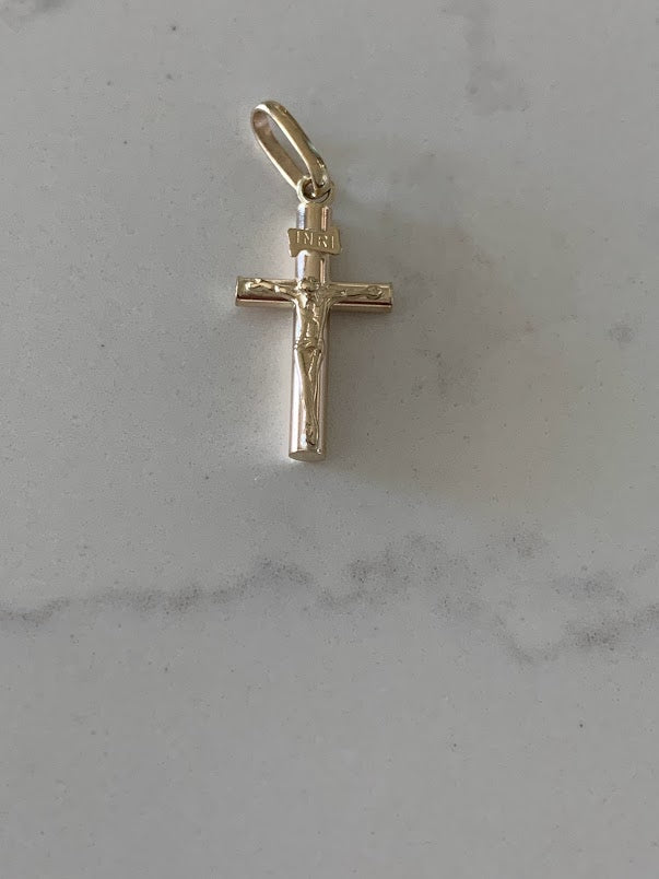 14K Solid Gold Cross with Crucifix | Yellow Gold Cross | Catholic Pendant | 14K Solid Gold Cross Christian Pendant | 18MM Cross