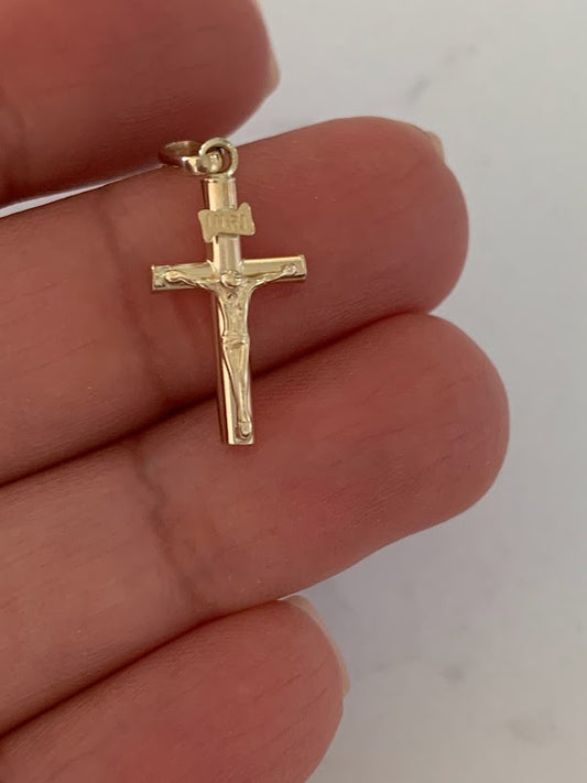 14K Solid Gold Cross with Crucifix | Yellow Gold Cross | Catholic Pendant | 14K Solid Gold Cross Christian Pendant | 18MM Cross
