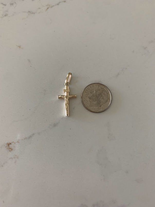 14K Solid Gold Cross with Crucifix | Yellow Gold Cross | Catholic Pendant | 14K Solid Gold Cross Christian Pendant | 18MM Cross