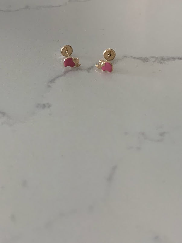 14K Pink Enamel Elephant Earrings, Dainty Earrings, Women Earrings, Kids Earrings, Solid Gold Elephant, Pink Elephants, Gold Earrings