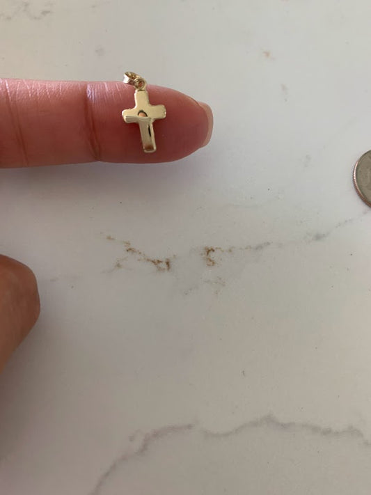 14K Solid Gold Puff Cross | Yellow Gold Cross | High Polish Cross | Catholic Pendant | 14K Solid Gold Cross Christian Pendant | Puff Cross | 12MM