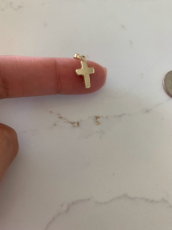 14K Solid Gold Puff Cross | Yellow Gold Cross | High Polish Cross | Catholic Pendant | 14K Solid Gold Cross Christian Pendant | Puff Cross | 12MM