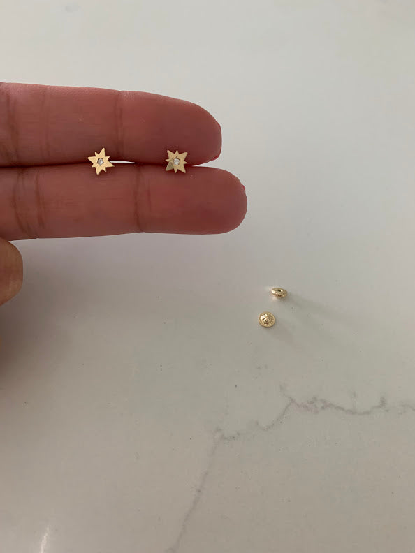 14K Gold 6MM Starburst Studs Earrings, Star Earrings, Gold Studs, Celestial Earrings, Minimalist Style