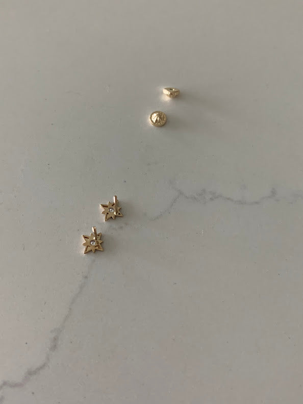 14K Gold 6MM Starburst Studs Earrings, Star Earrings, Gold Studs, Celestial Earrings, Minimalist Style