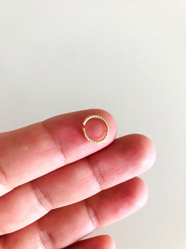 14K Yellow Gold, Open Hoop with design Nose Ring, Yellow Gold Nose Ring, Hoop Nose Ring