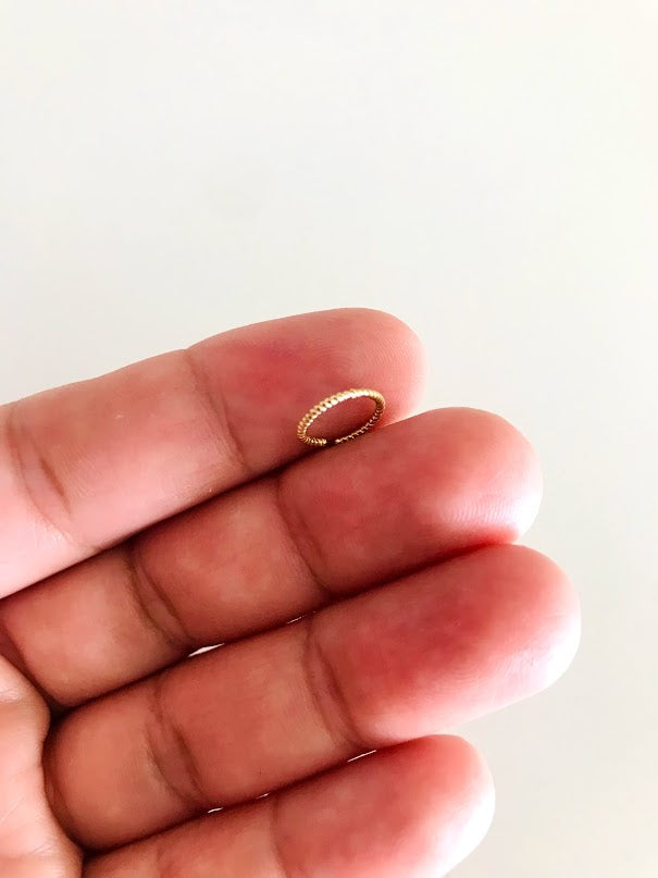 14K Yellow Gold, Open Hoop with design Nose Ring, Yellow Gold Nose Ring, Hoop Nose Ring