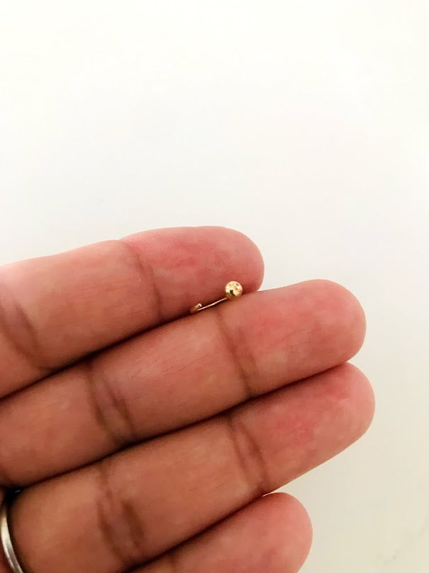 14K Yellow Gold, Open Hoop with Tiny Ball Nose Ring, Yellow Gold Nose Ring, Hoop Nose Ring