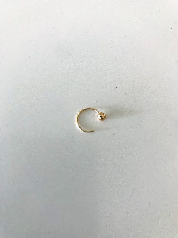 14K Yellow Gold, Open Hoop with Tiny Ball Nose Ring, Yellow Gold Nose Ring, Hoop Nose Ring
