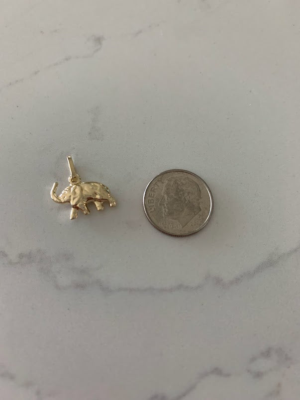 14K Solid Gold Elephant Pendant | Yellow Gold Pendant | Shiny Elephant Pendant | 14K Solid Gold Pendant