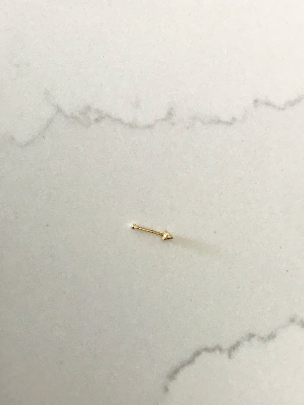 14K Yellow Gold, Pointy Nose Stud, Yellow Gold Nose Stud, Bone Nose Stud