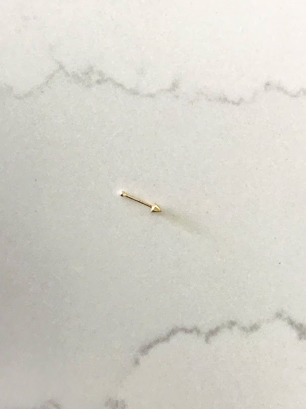 14K Yellow Gold, Pointy Nose Stud, Yellow Gold Nose Stud, Bone Nose Stud