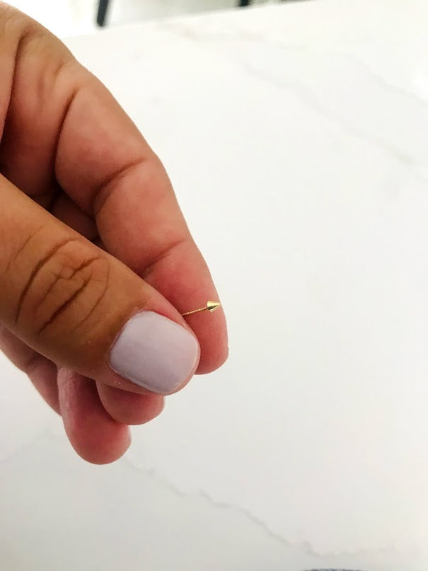 14K Yellow Gold, Pointy Nose Stud, Yellow Gold Nose Stud, Bone Nose Stud