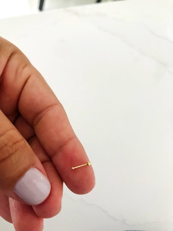 14K Yellow Gold, Pointy Nose Stud, Yellow Gold Nose Stud, Bone Nose Stud