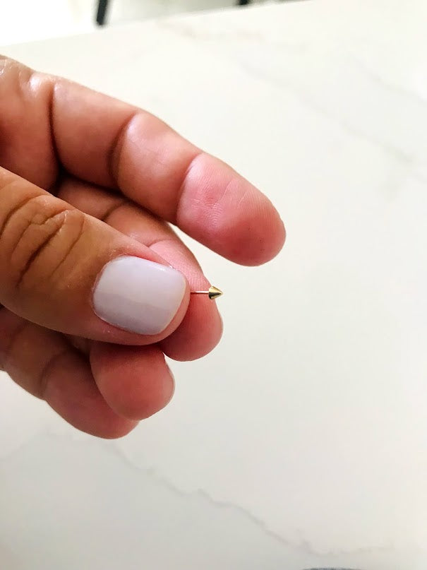 14K Yellow Gold, Pointy Nose Stud, Yellow Gold Nose Stud, Bone Nose Stud