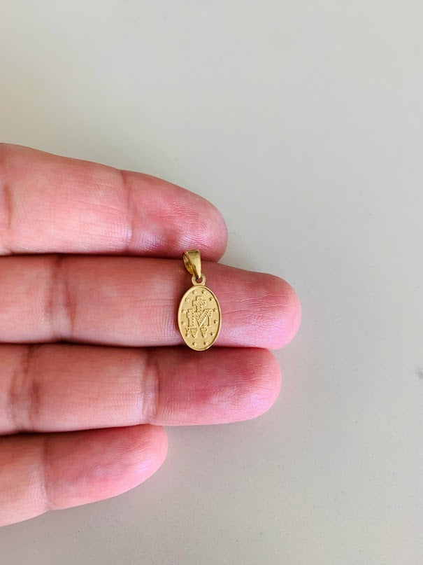 12MM 14K Solid Gold Virgin of Miracles | Yellow Gold Pendant | Catholic Pendant | 14K Solid Gold Pendant