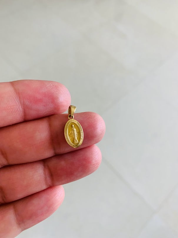 12MM 14K Solid Gold Virgin of Miracles | Yellow Gold Pendant | Catholic Pendant | 14K Solid Gold Pendant