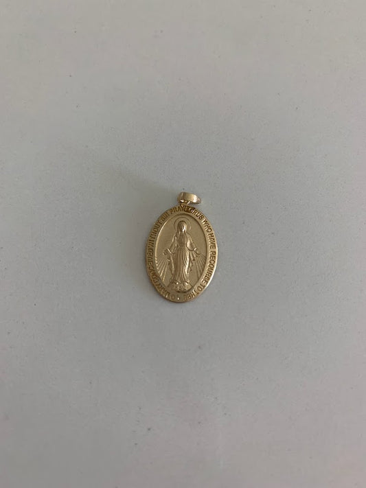 21MM 14K Solid Gold Virgin of Miracles | Yellow Gold Pendant | Catholic Pendant | 14K Solid Gold Pendant