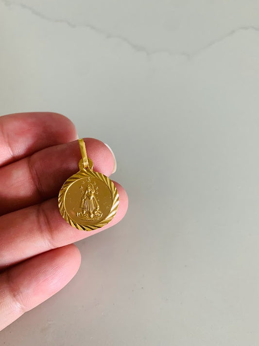 18MM 14K Solid Gold Virgin Charity of Copper | Yellow Gold Virgin | Catholic Pendant | 14K Virgen de la Caridad del Cobre