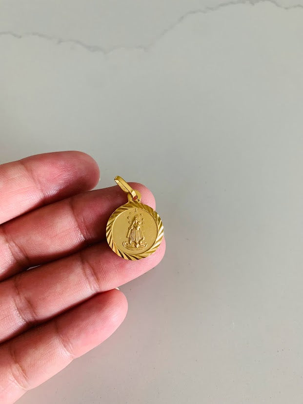 18MM 14K Solid Gold Virgin Charity of Copper | Yellow Gold Virgin | Catholic Pendant | 14K Virgen de la Caridad del Cobre