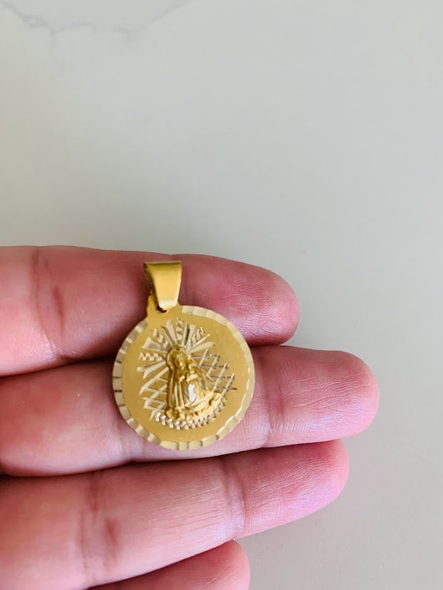 21MM 14K Solid Gold Virgin Charity of Copper | Yellow Gold Virgin | Catholic Pendant | 14K Virgen de la Caridad del Cobre