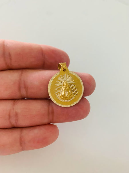 14K shops Yellow Gold Small Religious Our Lady of Charity Pendant Caridad del Cobre Width: 8 mm