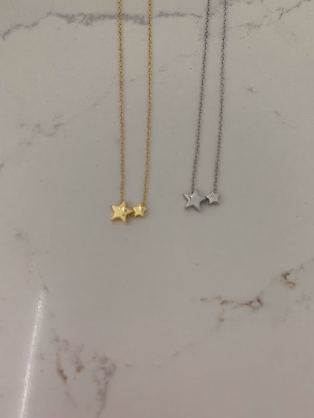 Double Star Necklace, Star Necklace, Dainty Gold Necklace, Gifts for her, Delicate Star Necklace, Gold Star Necklace