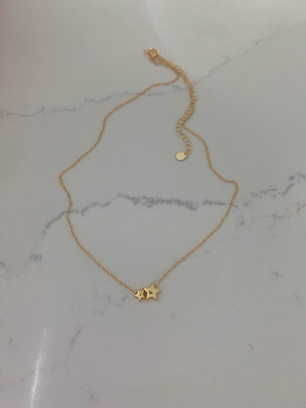 Double Star Necklace, Star Necklace, Dainty Gold Necklace, Gifts for her, Delicate Star Necklace, Gold Star Necklace