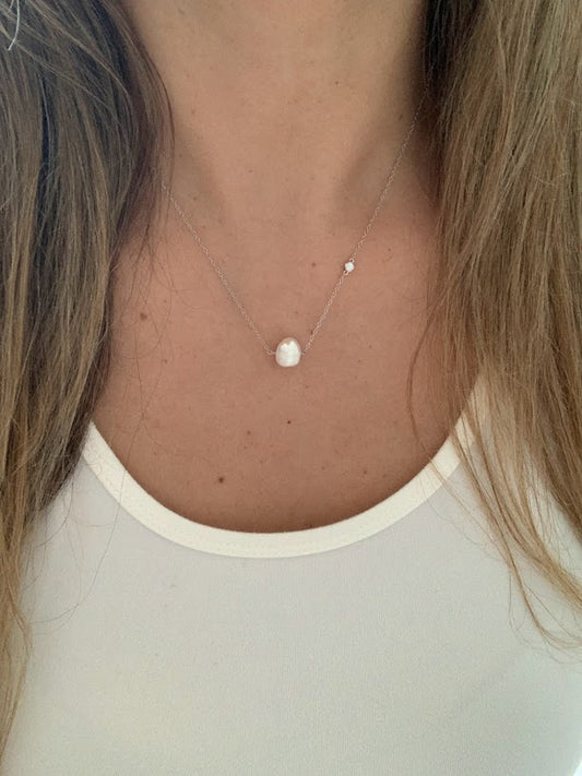 Pearl Necklace in Sterling Silver and Gold Vermeil