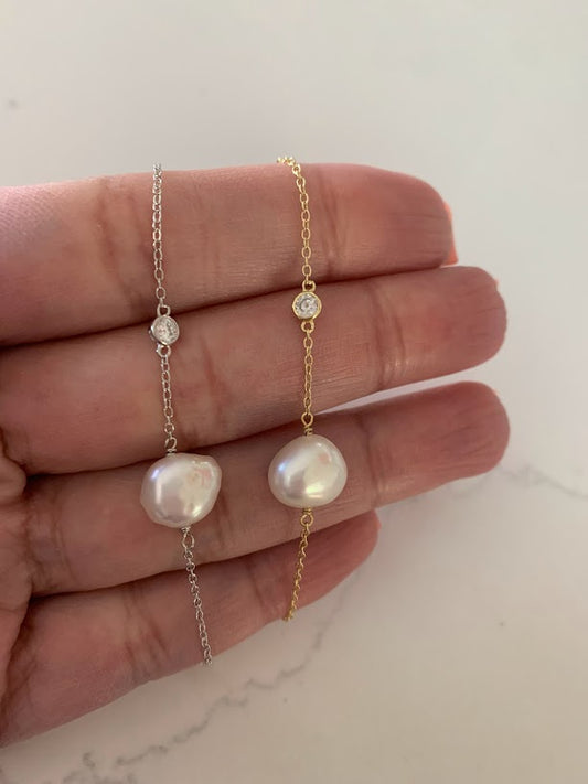 Genuine Pearl Bracelet | Sterling Silver Bracelet | Real Freshwater Pearl Jewelry | Gift for her | Bridesmaid | Minimalist Bracelet