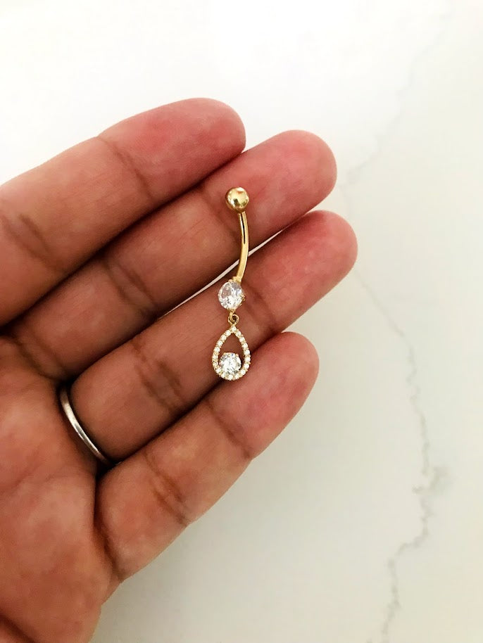 Tiny Leaf Belly Button Piercing Silver / Gold Navel Ring With