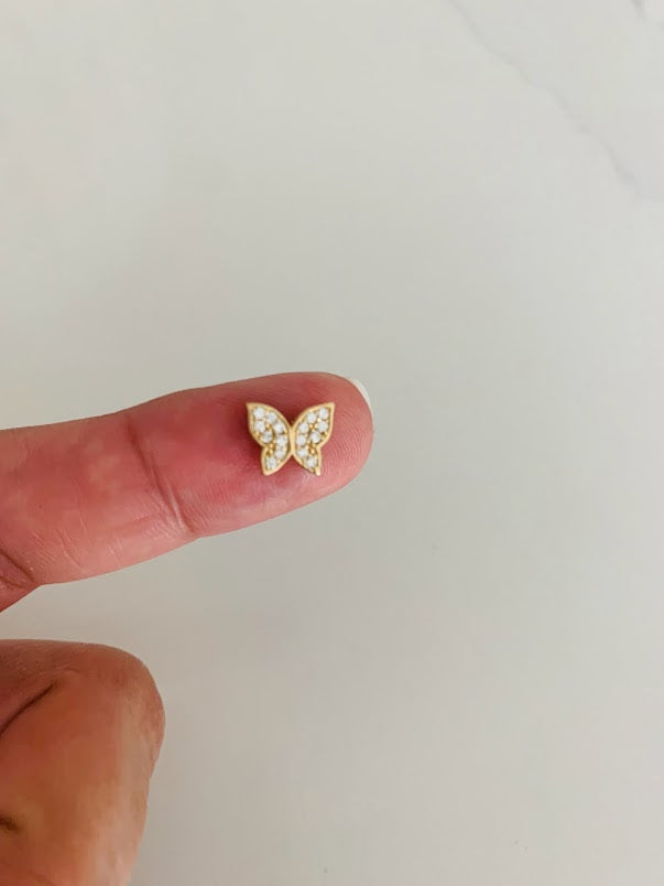 14K Solid Gold Butterfly Pendant with ZC | Yellow Gold Pendant | Butterfly Pendant | 14K Solid Gold Pendant