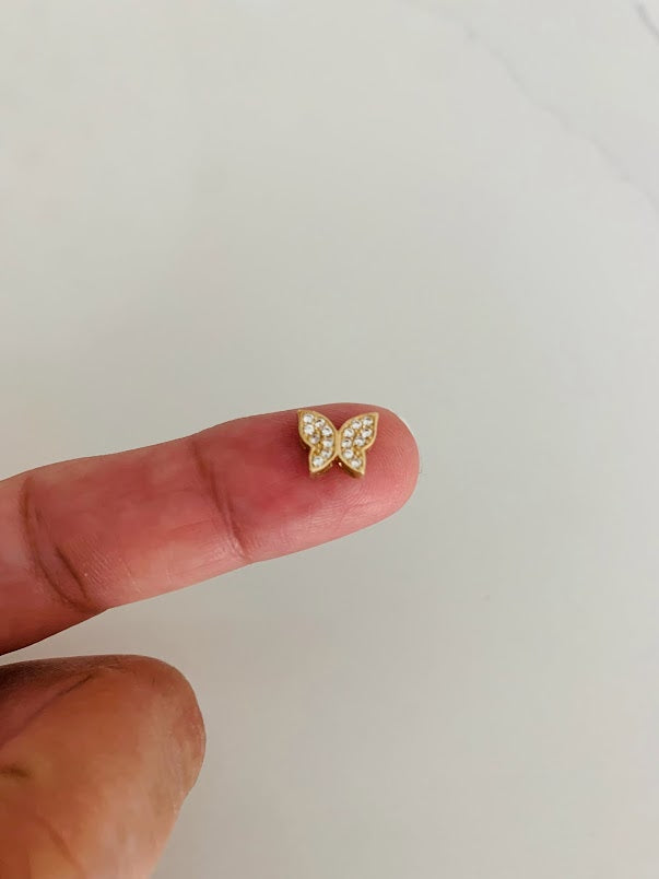 14K Solid Gold Butterfly Pendant with ZC | Yellow Gold Pendant | Butterfly Pendant | 14K Solid Gold Pendant
