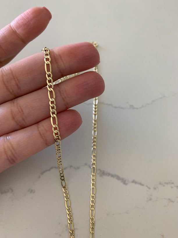 14K Solid Gold Thick Figaro Chain Necklace