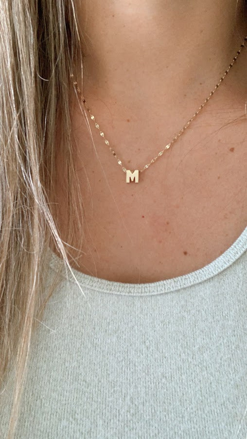Initial and 2MM 14K Yellow Gold Twisted Mirror Chain in Yellow Gold